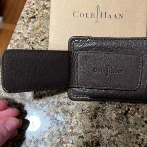 Cole Haan Rich Brown Leather Money Clip
